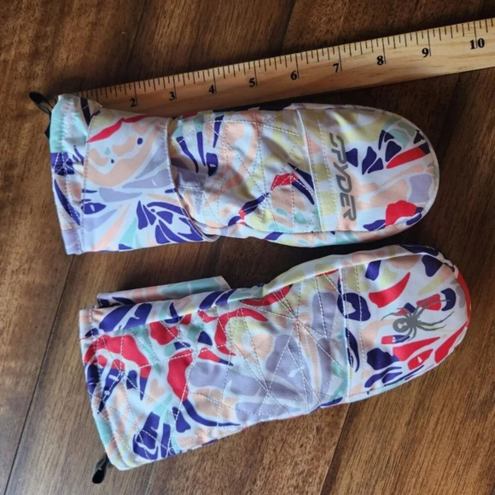 Spyder Kids Like New Multi Color Abstract Print Ski Mittens Small 2-5ish‎ Winter